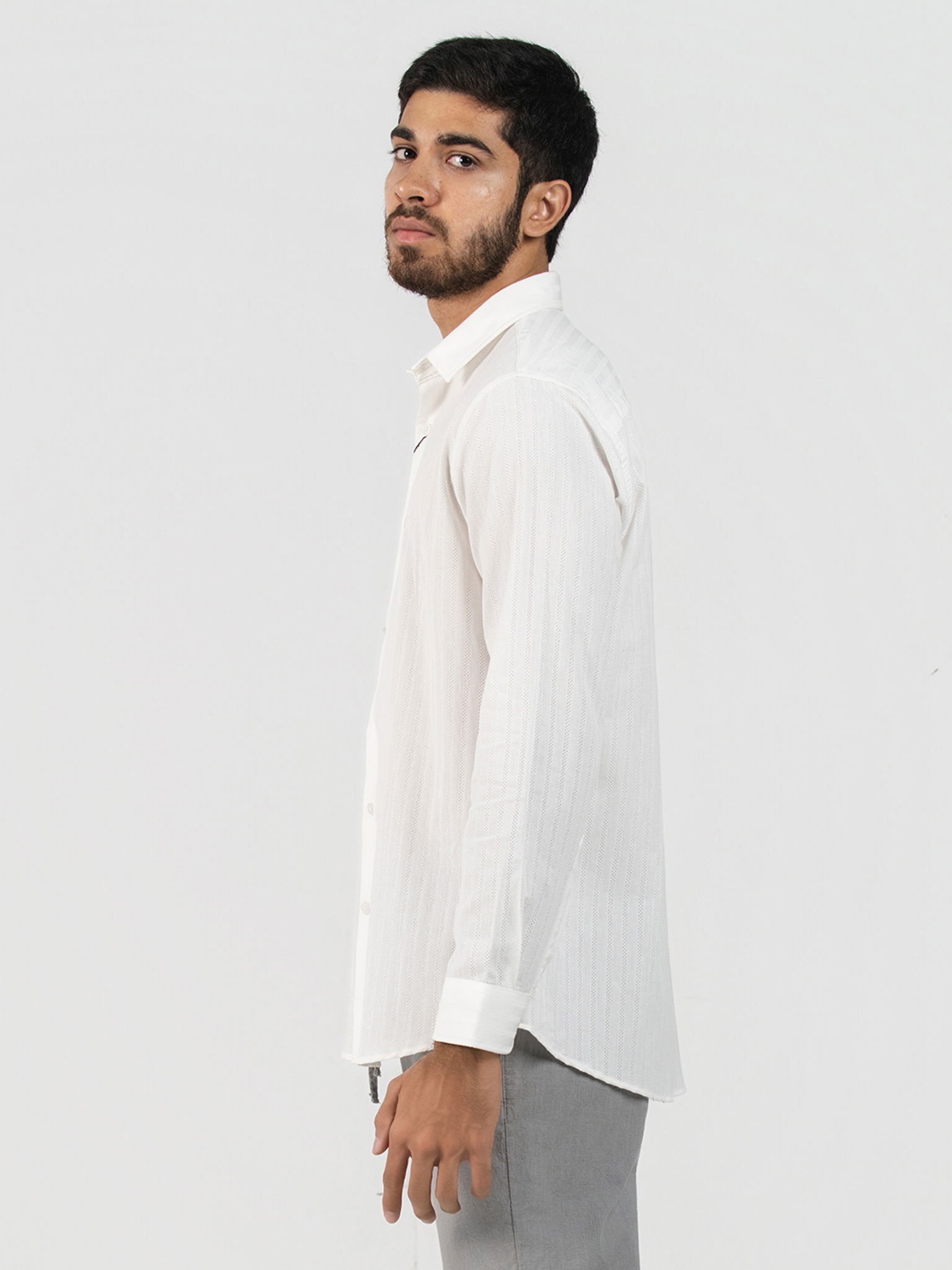 DEEDAT Men's Regular Fit Casual Shirt White thumbnail