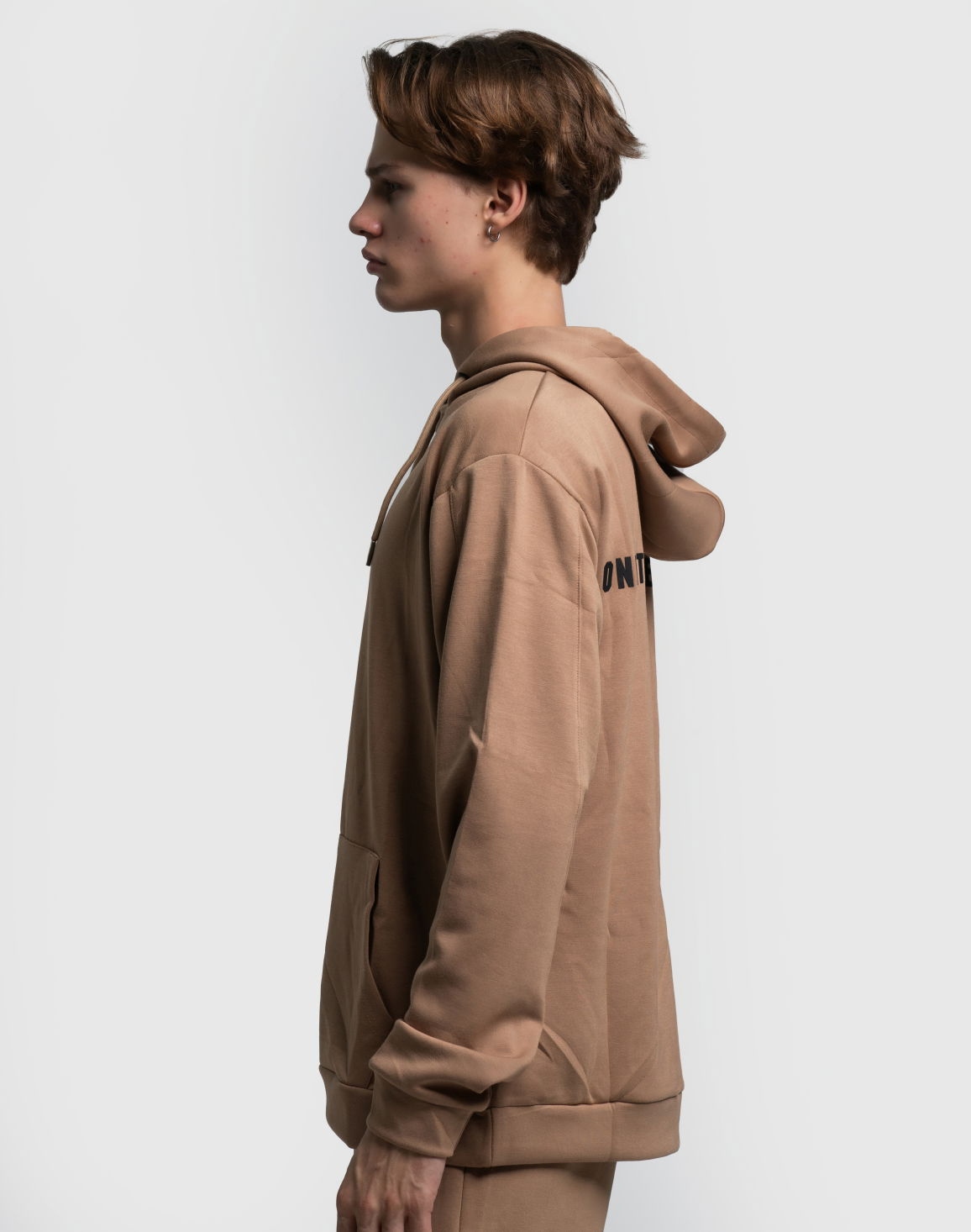 DEEDAT MNML WRLD Men's Regular Fit Hooded Jacket Beige thumbnail