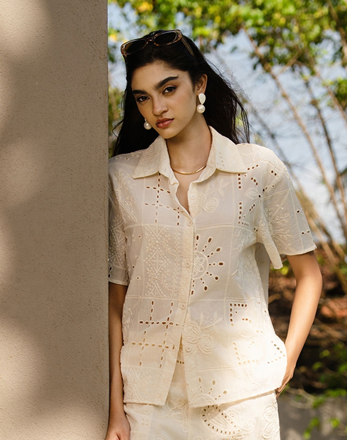 EXOTIC SERENITY Women's Shirt Blouse Cream