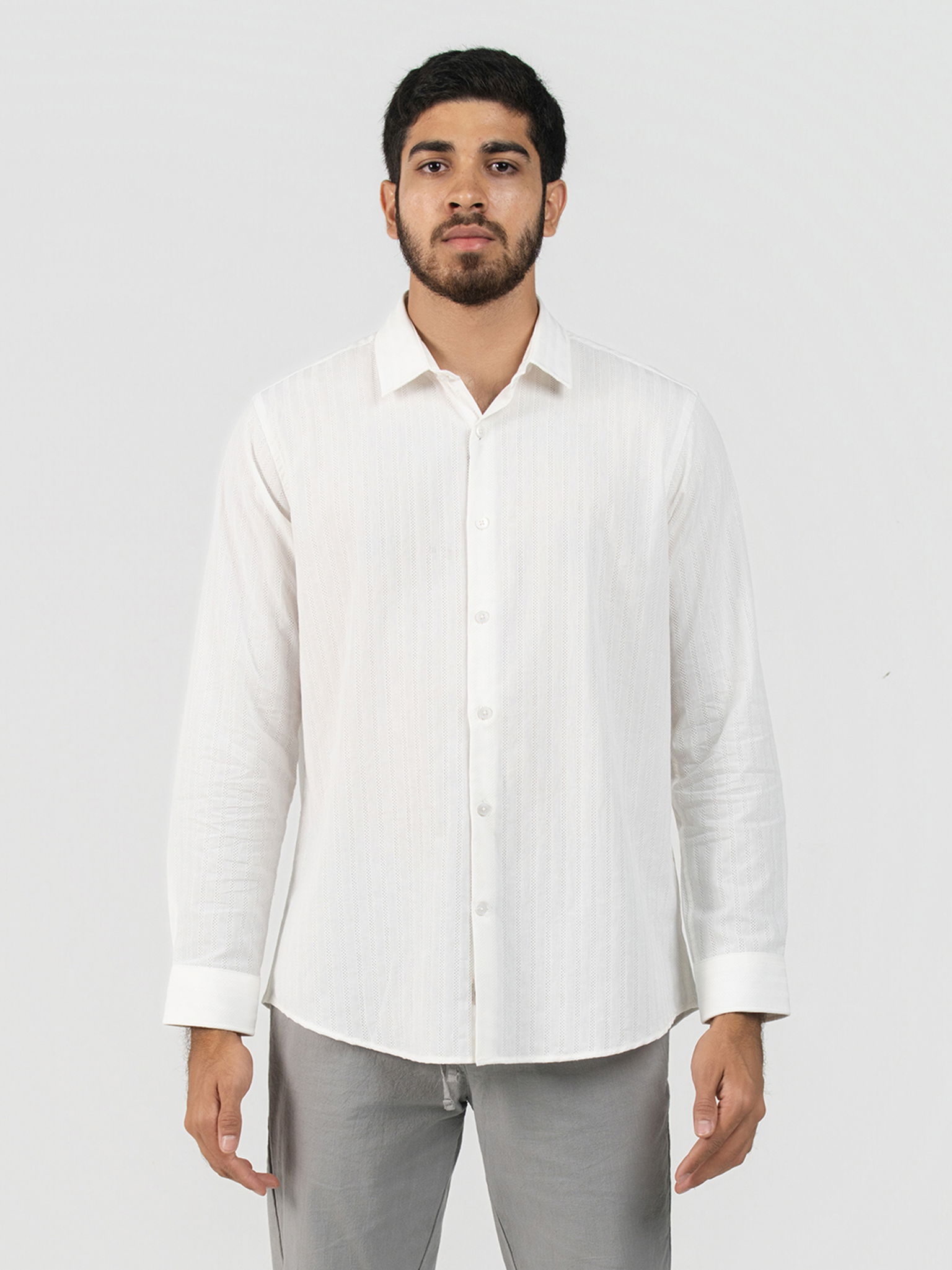 DEEDAT Men's Regular Fit Casual Shirt White